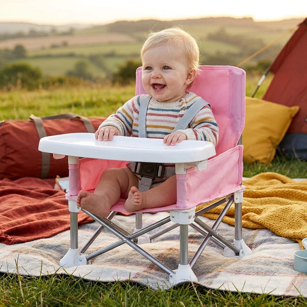Foldable Baby Camping Chair with Tray for On the Go