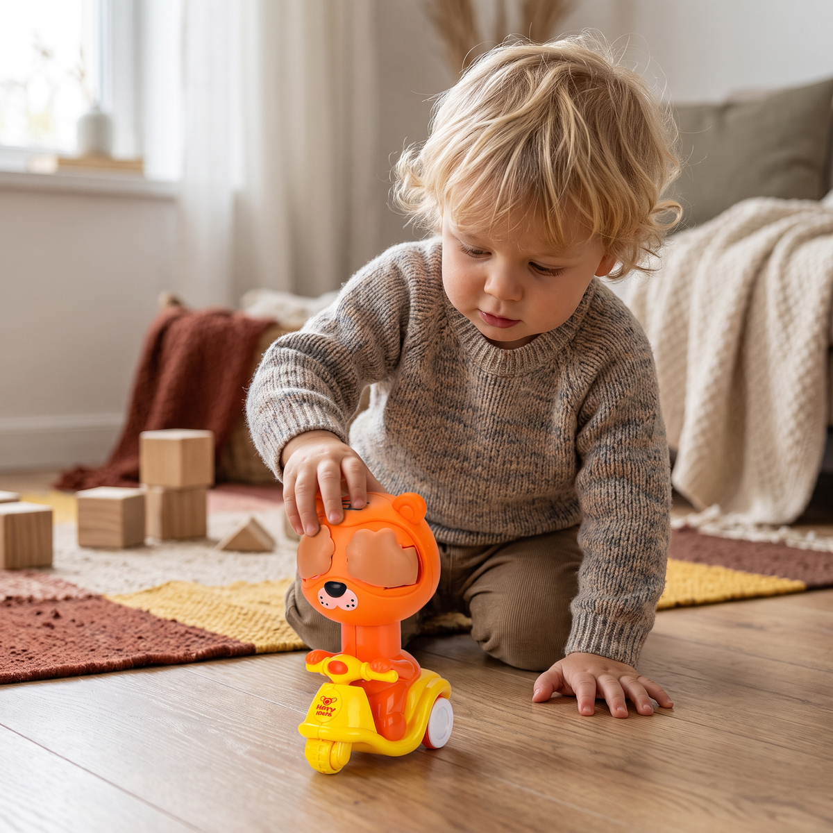 Press & Go Animal Motorcycle Toy – Cute Hide-and-Seek Character Car