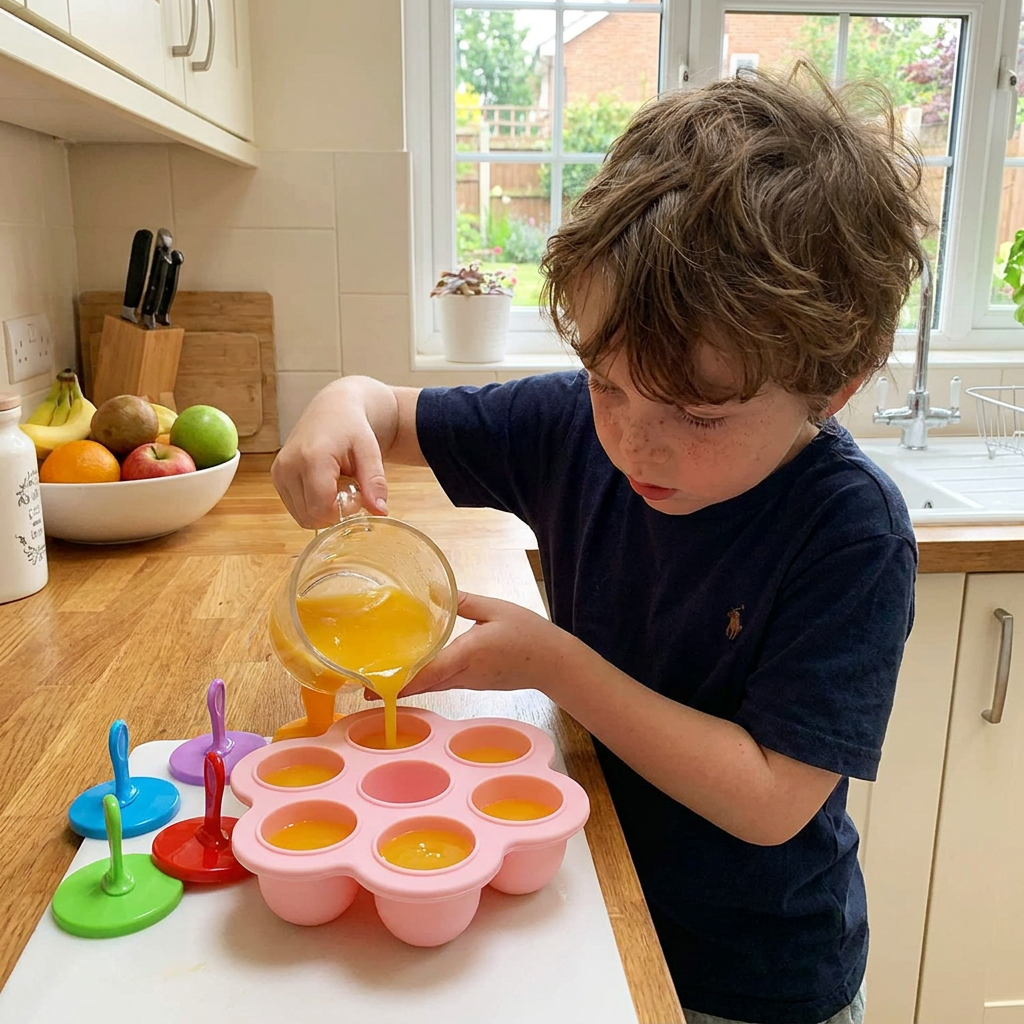 7-Piece Silicone Popsicle Mold – Reusable Ice Pop Maker for Kids