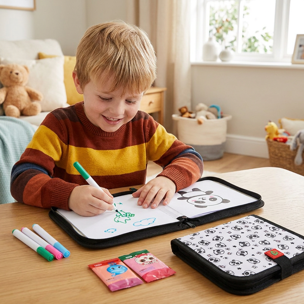 Portable reusable drawing book for children