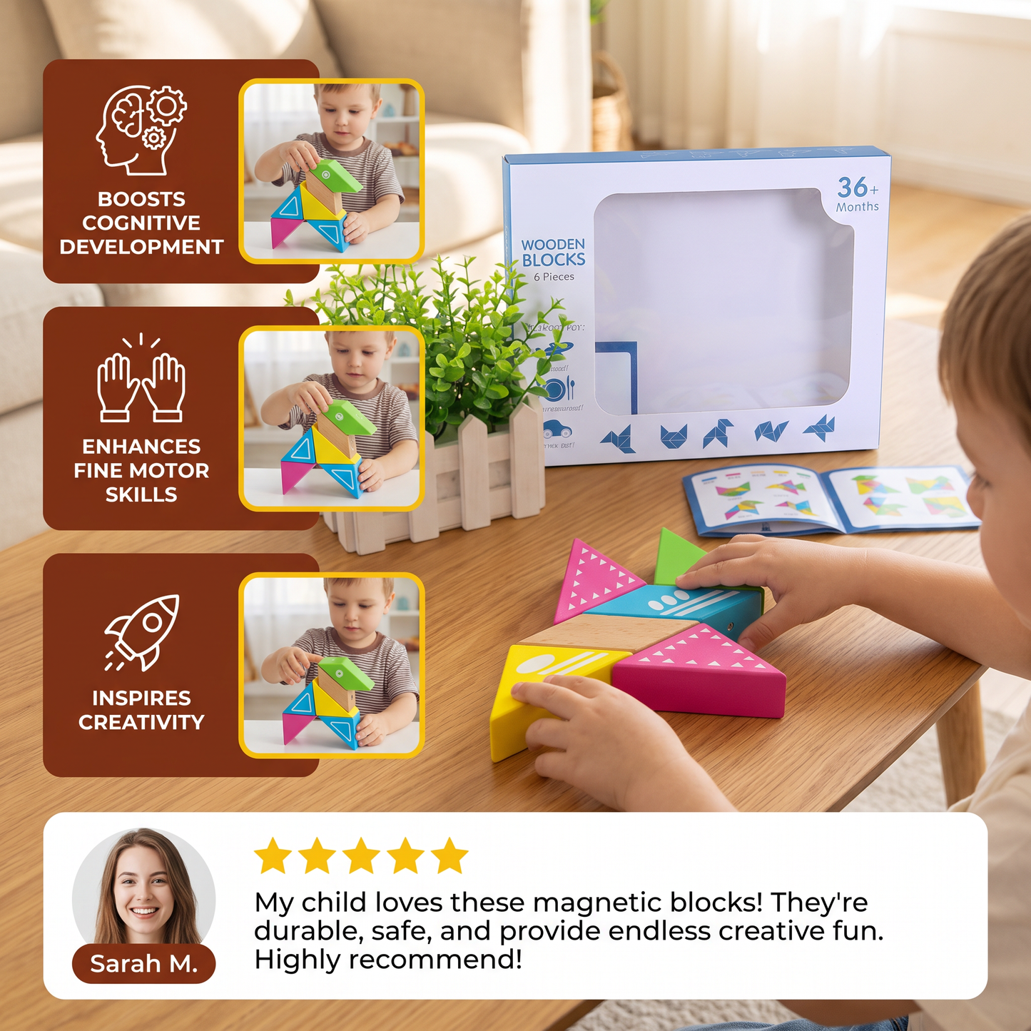 Magnetic Wooden Geometry  Puzzle Blocks