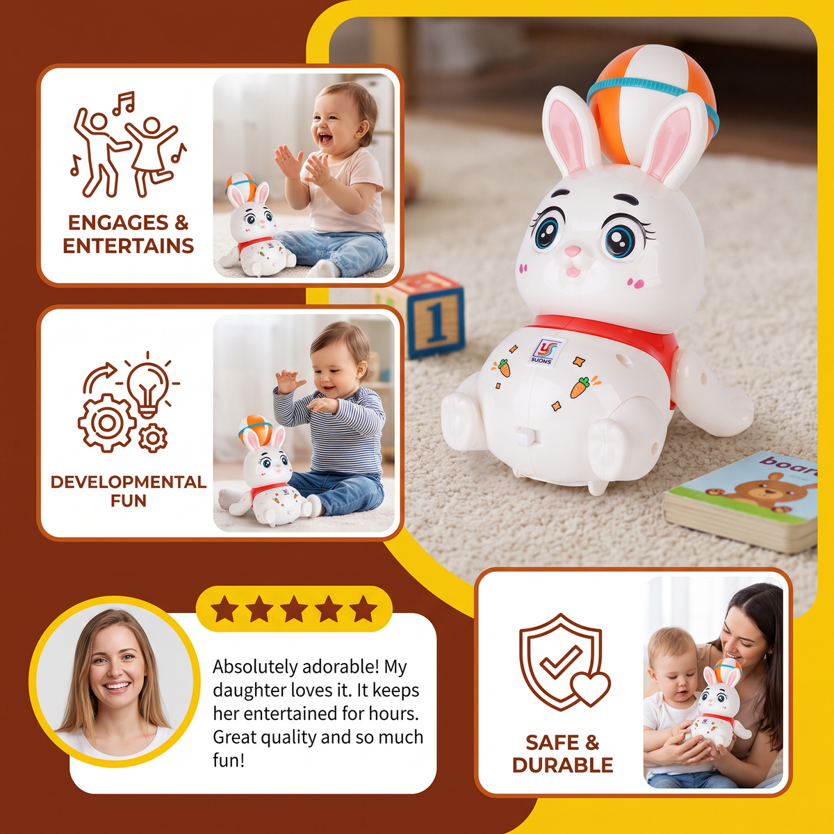 Interactive Dancing Rabbit Toy – Lights, Music & Fun Movement