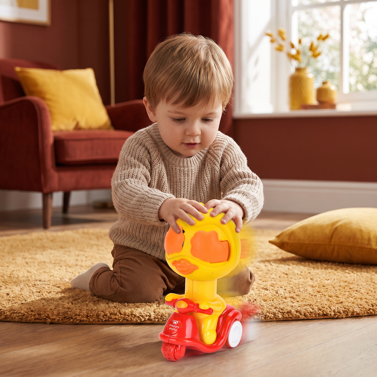 Press & Go Animal Motorcycle Toy – Cute Hide-and-Seek Character Car