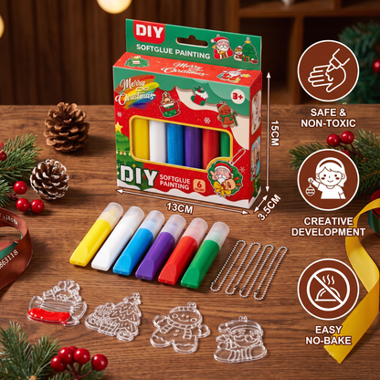 DIY Christmas No-Bake Glue Painting Ornament Craft Kit for Kids