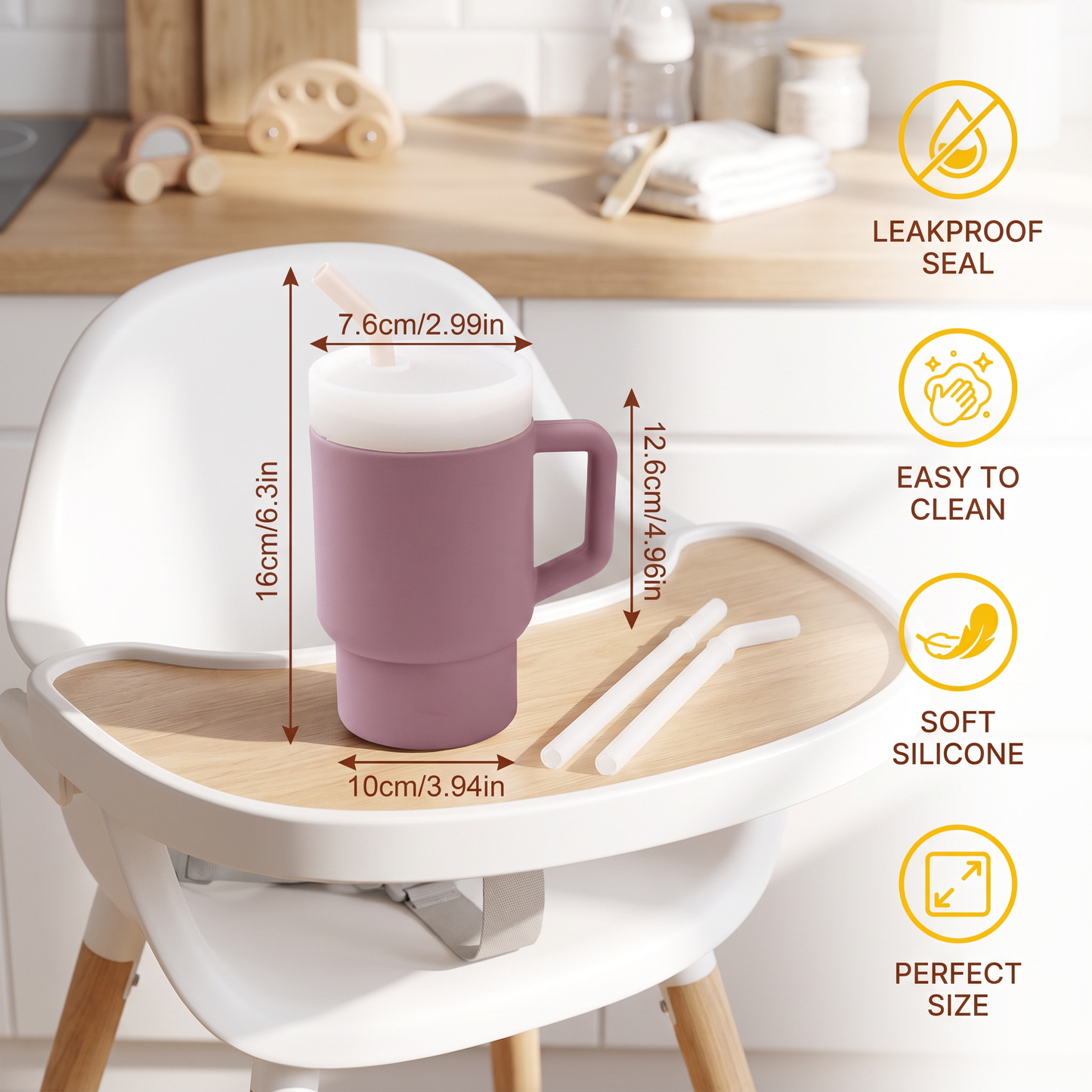 Leakproof Silicone Toddler Straw Cup