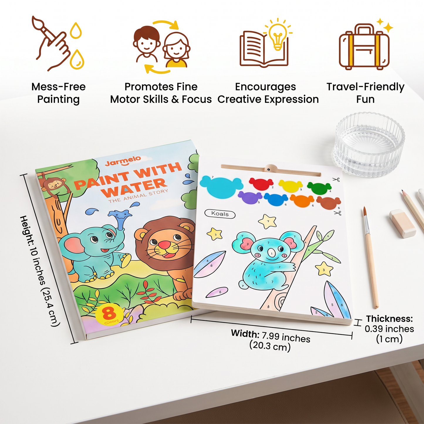 Watercolor Painting Book with Brush – Mess-Free Paint with Water Fun