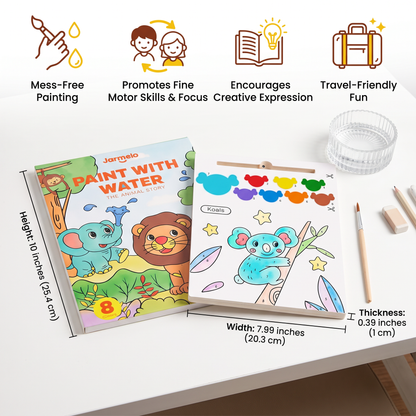 Watercolor Painting Book with Brush – Mess-Free Paint with Water Fun