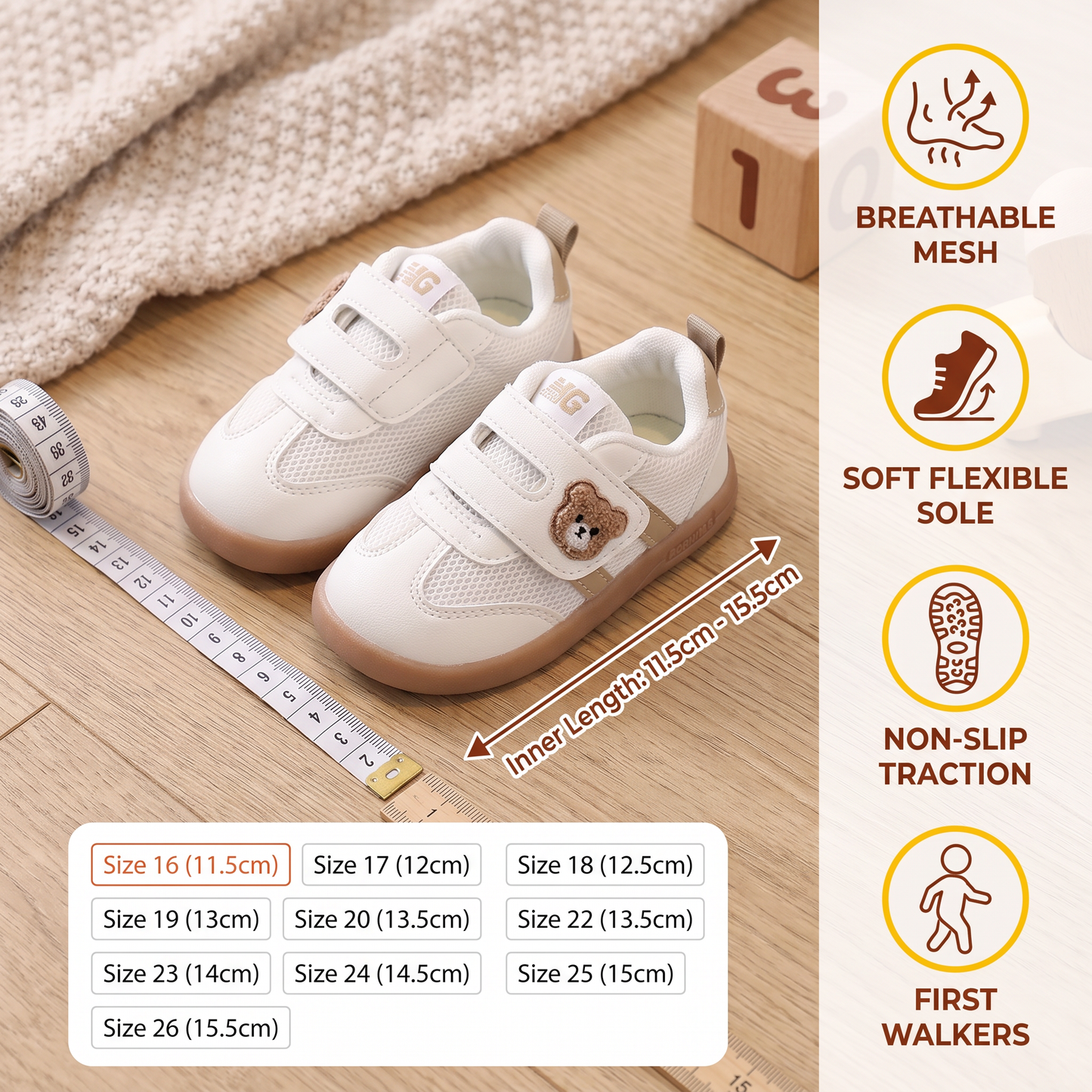 Breathable Baby & Toddler First Walking Shoes – Soft Sole & Non-Slip