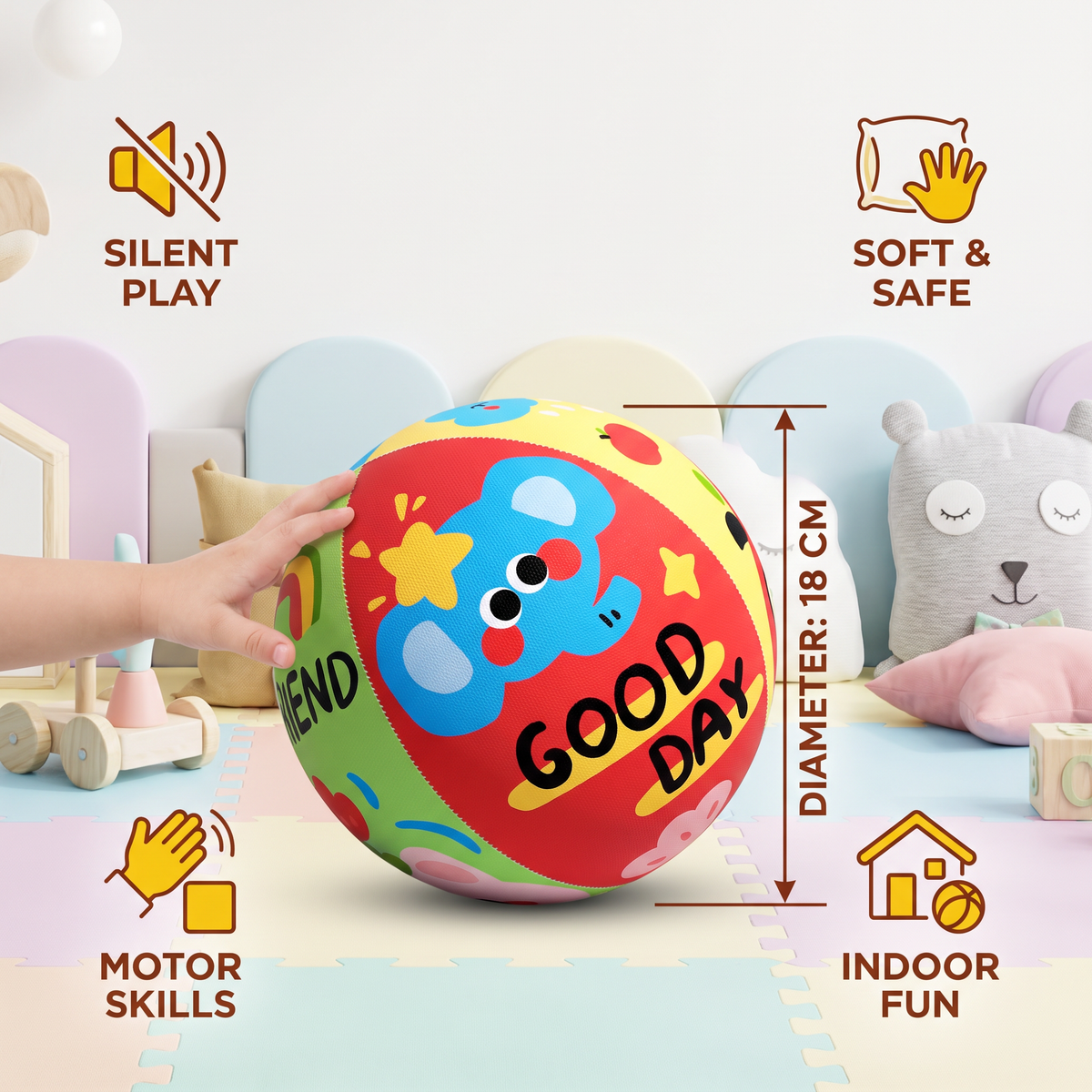 Soft & Safe Silent Indoor Play Ball for Kids