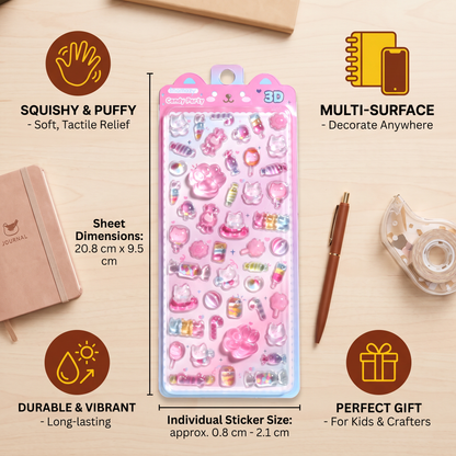 3D Squishy Pet Paw Stickers – Cute Puffy Stickers for Kids