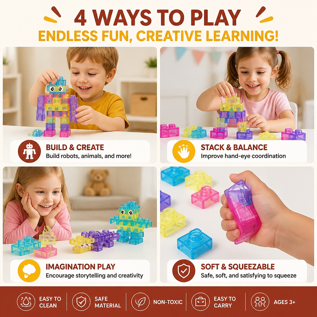 Magical Gummy Blocks, Soft Building Blocks for Children