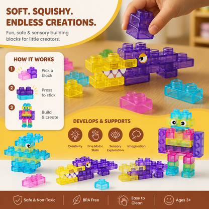Magical Gummy Blocks, Soft Building Blocks for Children