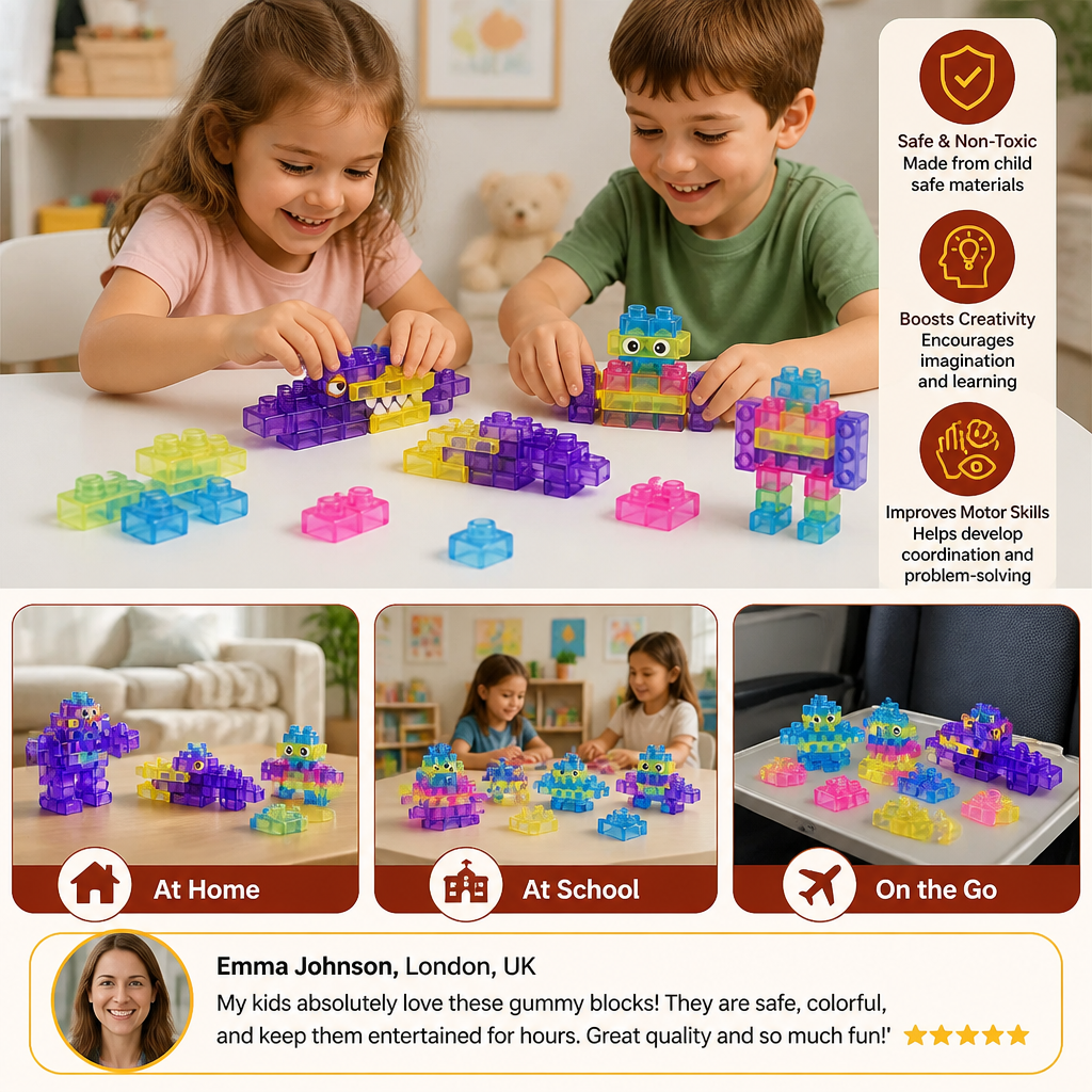 Magical Gummy Blocks, Soft Building Blocks for Children