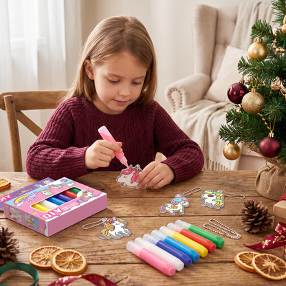 DIY Christmas No-Bake Glue Painting Ornament Craft Kit for Kids