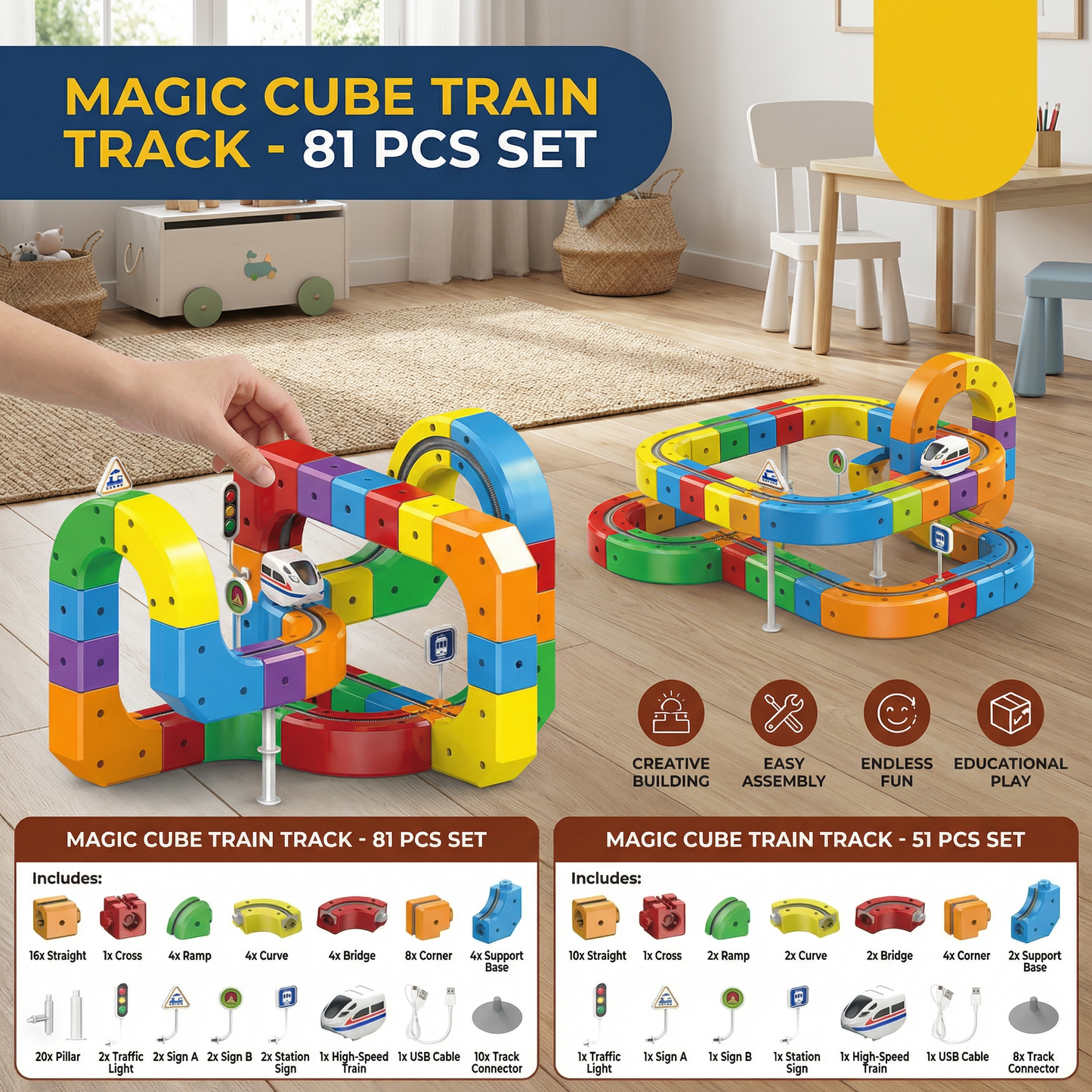 Magic Cube Train Track – Kids Toy
