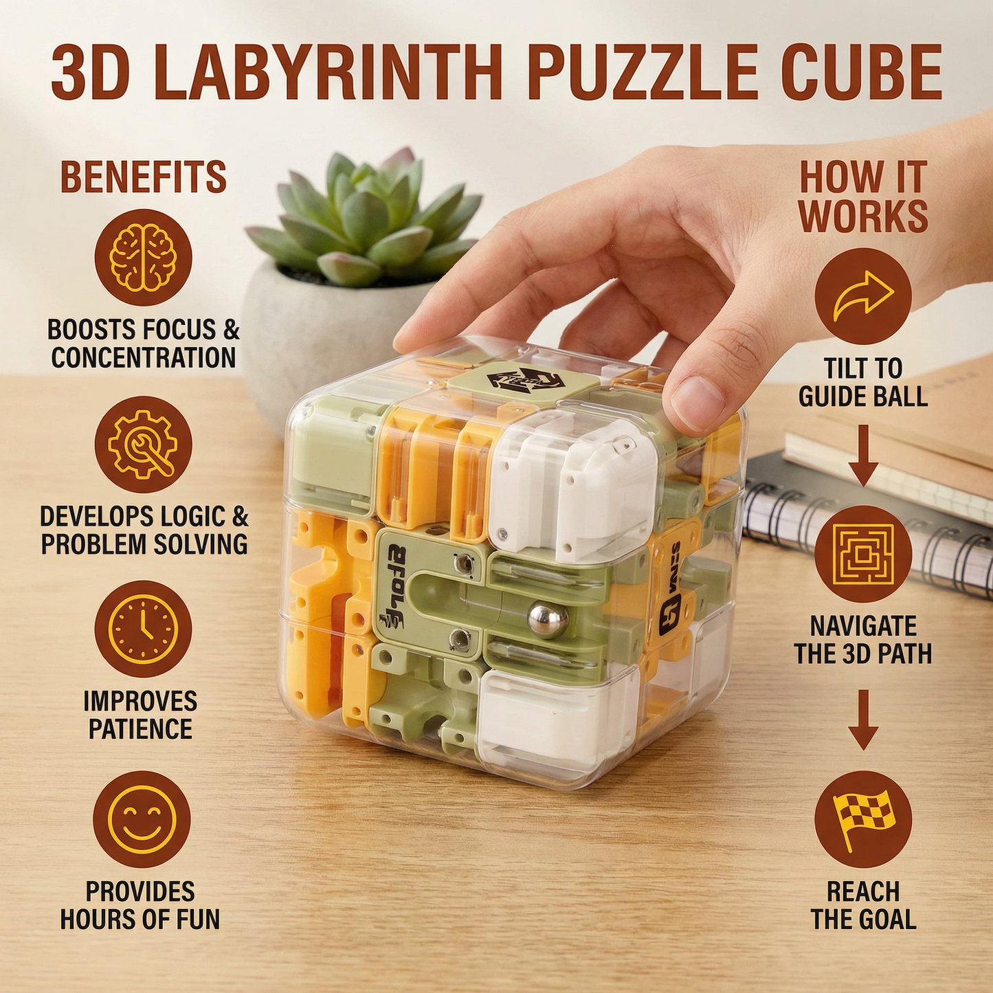 3D Labyrinth Puzzle Cube