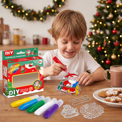 DIY Christmas No-Bake Glue Painting Ornament Craft Kit for Kids